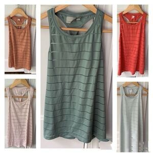 Set of 5 Athleta Stripe Mesh Tanks – High Neck, Multi-Color, Size XS